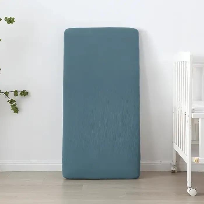 Drap-housse en mousseline de coton pour bébé, protège-matelas pour enfants, nom personnalisé