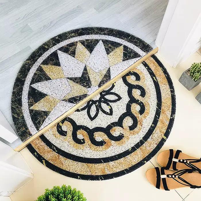 Tapis en marbre à fleurs semi-circulaires