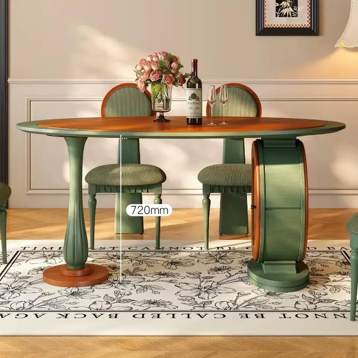 Table à manger ovale vintage en bois massif, table de cuisine de luxe, table basse de style mid-century, meubles pour la cuisine, mobilier pour la maison
