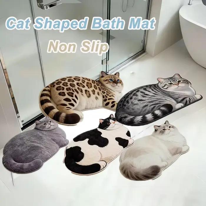 Tapis antidérapant en imitation cachemire en forme de chat mignon