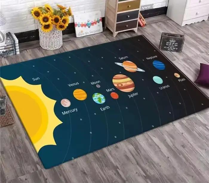 Tapis système solaire Planet Galaxy Design pour salon et chambre d'enfants
