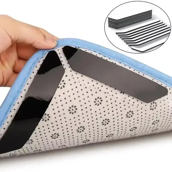 Autocollant antidérapant pour tapis, réutilisable, lavable, Anti-bouclage, autocollants fixes, tapis de sol, bande de poignée, coussin d'angle, 96/8 pièces