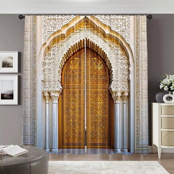 2 pièces, rideaux printemps été architecture de style moyen-orient
