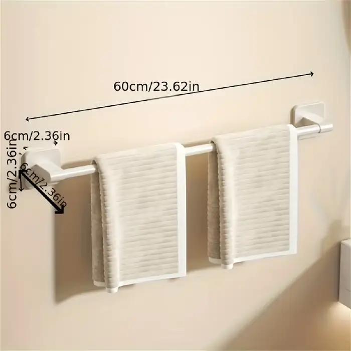 1 barre porte-serviettes murale blanche non perforée pour salle de bain