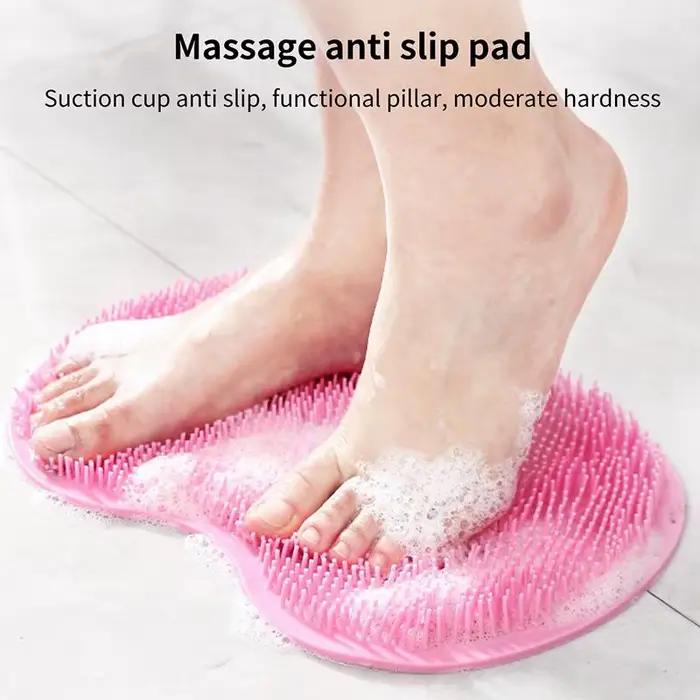 Tapis de douche mural exfoliant pour les pieds – Nettoyeur de dos avec ventouses