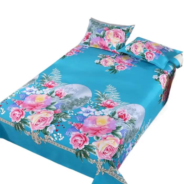 Parure de lit en coton avec taies d'oreiller, drap plat, textile de maison, literie de chambre, amoureux, 3 pièces par ensemble