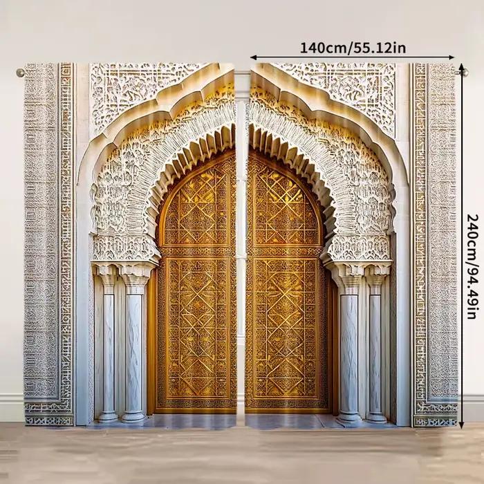 2 pièces, rideaux printemps été architecture de style moyen-orient