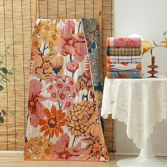 Serviette de bain en coton imprimé tulipe de dessin animé pour hommes et femmes