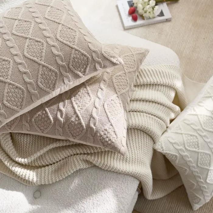 Housse de coussin tricotée unie 2 pièces