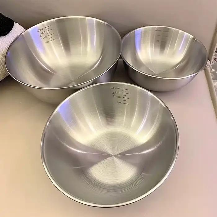 Ensemble de bols en acier inoxydable avec échelle graduée, pour la cuisson, la pâtisserie, le stockage des aliments, bols de mélange de grande capacité, essentiels pour la cuisine à domicile, 1 pièce
