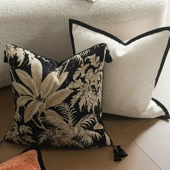 Housse de coussin jacquard léopard moderne rétro