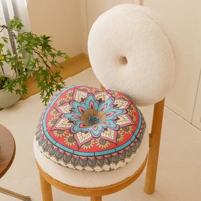 Coussin de chaise en coton et lin bohémien