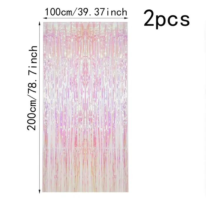 Rideau de pluie rose irisé transparent de 2 mètres, décoration murale de fond, décoration de fond de fête d'anniversaire et de mariage