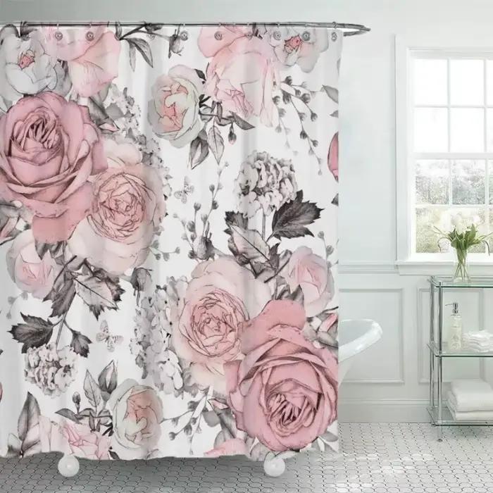 Rideaux de douche floraux pour salle de bain