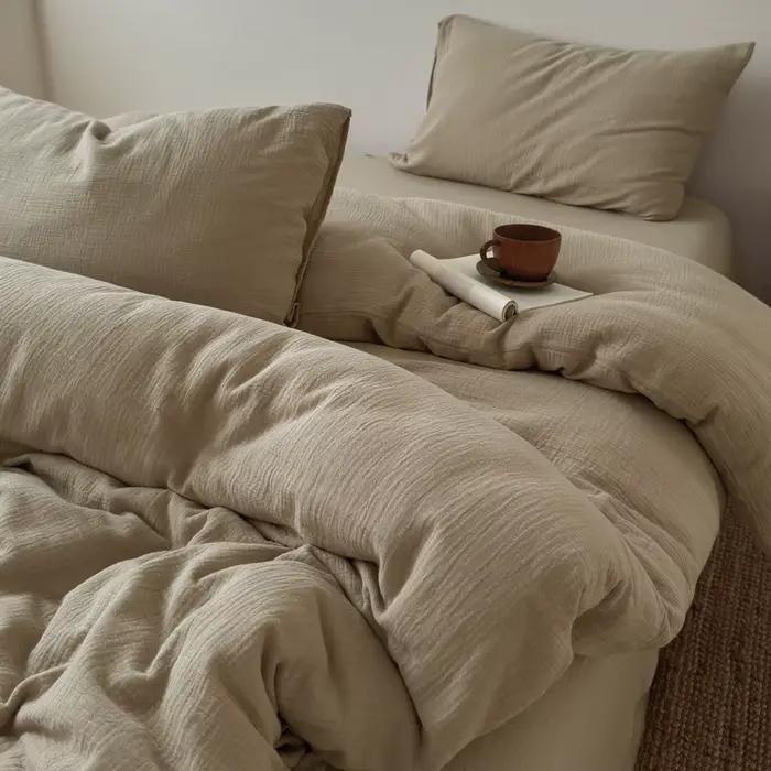 100% coton fil froissé housse de couette ensemble simple/Queen/King taille