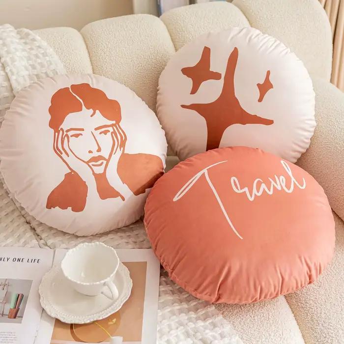 Housse de coussin ronde en velours hollandais