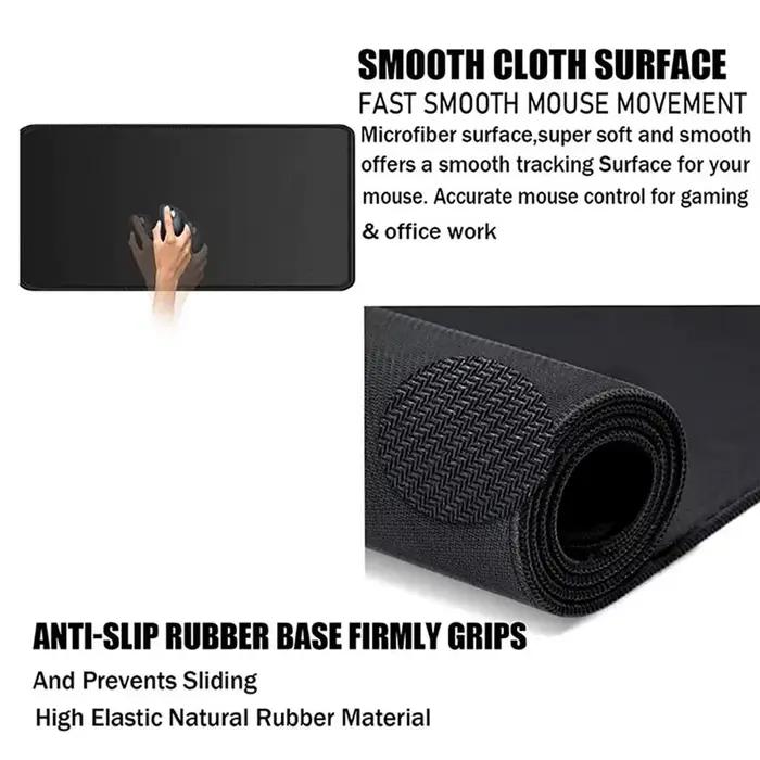 Grand tapis de souris noir Simple, pour clavier d'ordinateur de bureau, en caoutchouc naturel pur, XXL, 90x40cm, pour ordinateur portable et Gamer