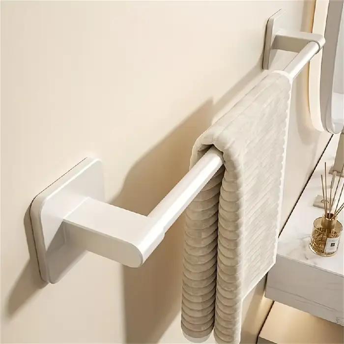 1 barre porte-serviettes murale blanche non perforée pour salle de bain