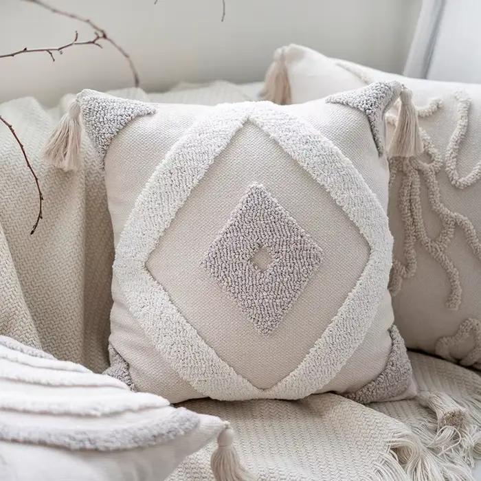 Housse de coussin capitonnée style bohémien
