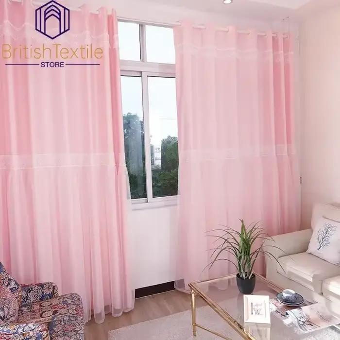 Rideau moderne pour salon salle à manger chambre rideau en dentelle Simple Style princesse rose filet rouge Double rideau Tulle personnalisation