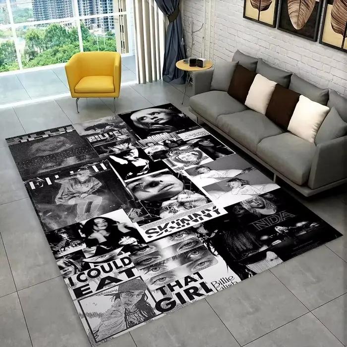 Tapis de sol antidérapant Billie Eilish Star de la mode pour chambre d'enfant