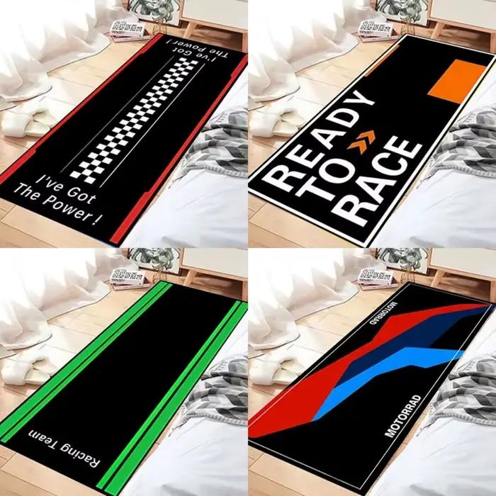 Tapis de moto, tapis antidérapant pour garage, pour le stationnement des motos, absorbant, style racing/à carreaux/prêt pour la course, tapis pour moto