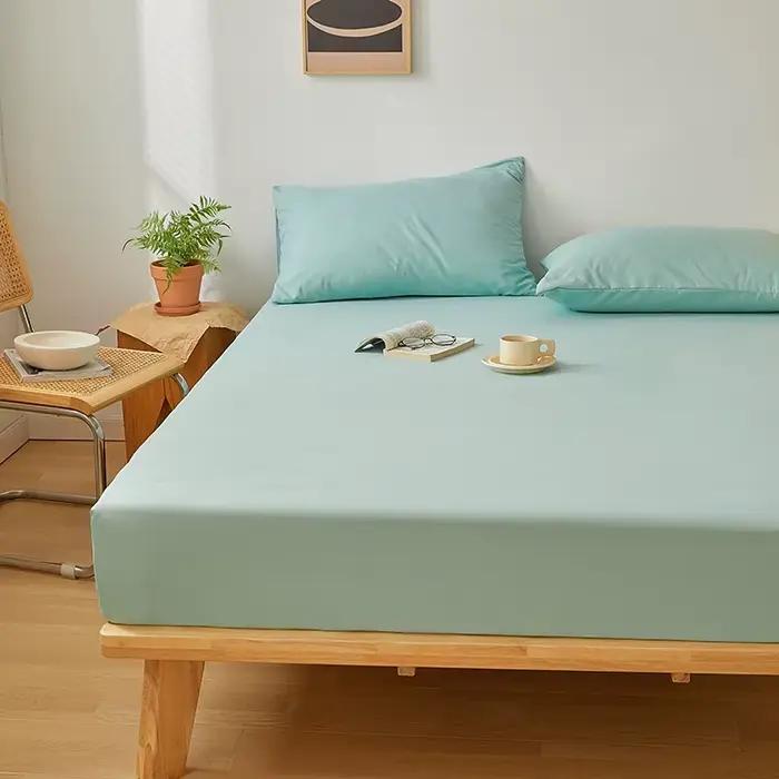Drap-housse en coton de couleur unie avec bande élastique