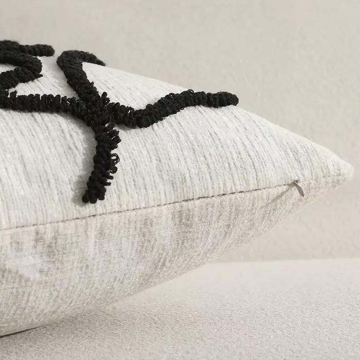 Housse de coussin géométrique Simple ligne Chenille 45x45cm