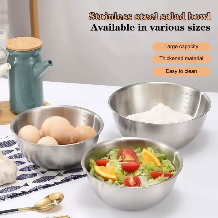Ensemble de bols en acier inoxydable avec échelle graduée, pour la cuisson, la pâtisserie, le stockage des aliments, bols de mélange de grande capacité, essentiels pour la cuisine à domicile, 1 pièce