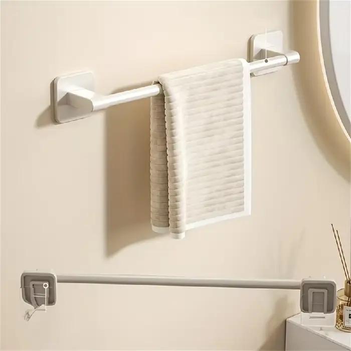 1 barre porte-serviettes murale blanche non perforée pour salle de bain