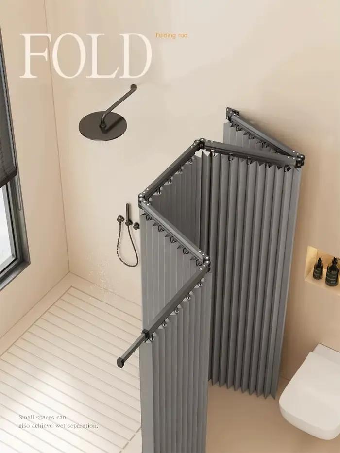 Ensemble de tringles à rideaux de douche pliables