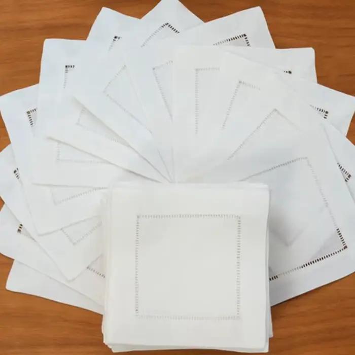 Serviette de Cocktail blanche à ourlet