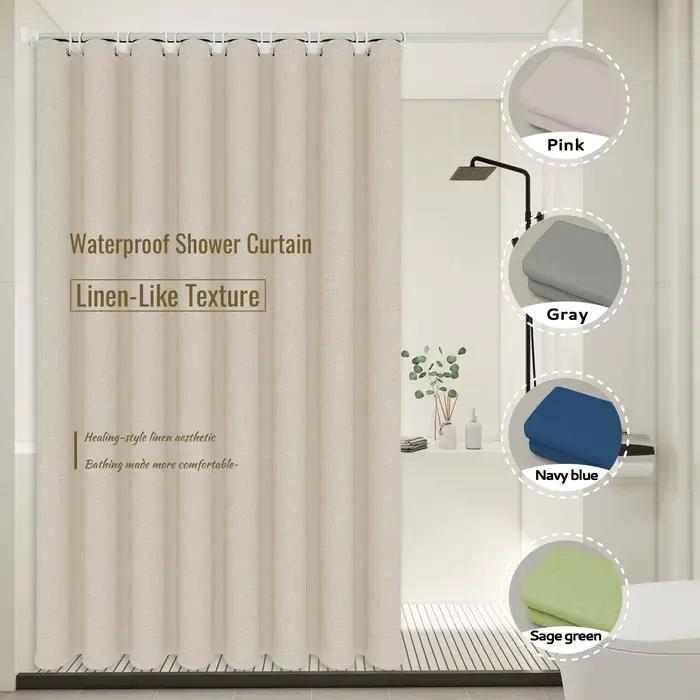 Rideau de douche en tissu de lin de style minimaliste