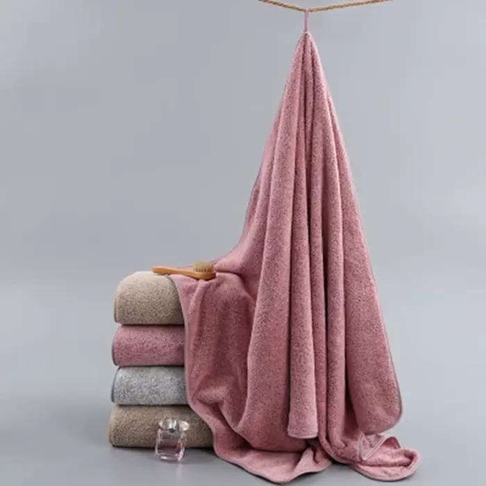 Serviette de bain épaisse et grande en velours de corail au charbon de bambou pour adulte