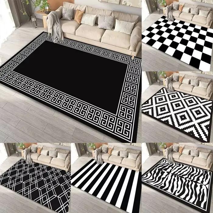 Tapis géométrique noir et blanc