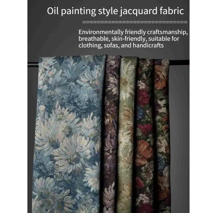 Tissu Jacquard Chenille Style Peinture à l'Huile au Mètre pour Housse de Canapé