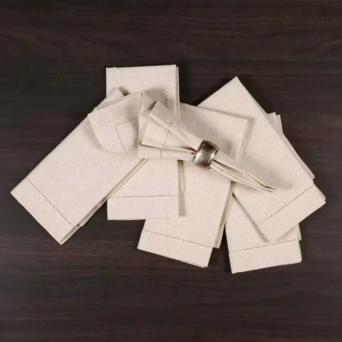 6 pièces de serviettes en lin, serviettes de table blanches en coton et lin