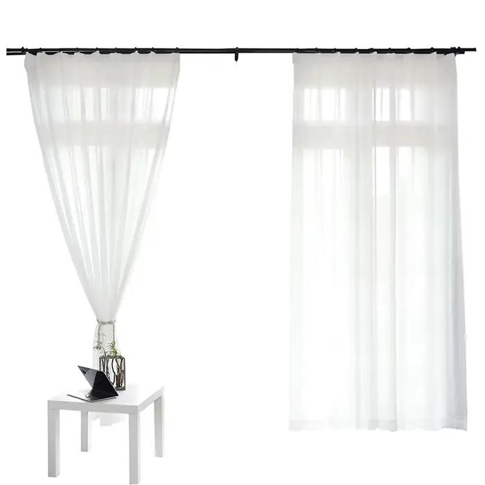 Rideaux en tulle blanc pour salon, décoration moderne en mousseline de soie, rideaux de cuisine transparents de type solide