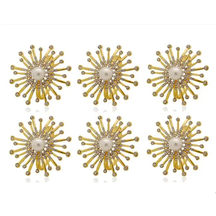 Lot de 100 porte-serviettes en métal en forme de fleur pour mariages