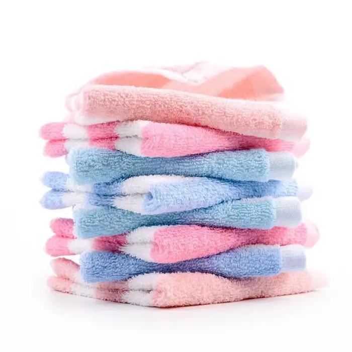 1Pc 25x25cm petit carré rayé Terry coton Portable enfants salle de bain suspendus main visage serviette