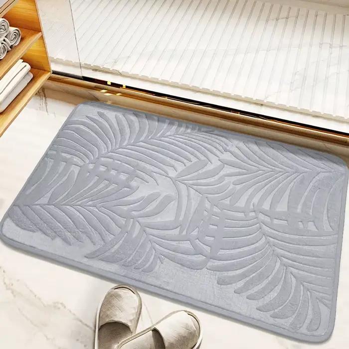 Tapis de sol antidérapant en feuille de palmier gaufrée vert foncé