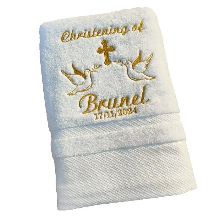 Serviette de bain de baptême brodée avec LOGO personnalisé