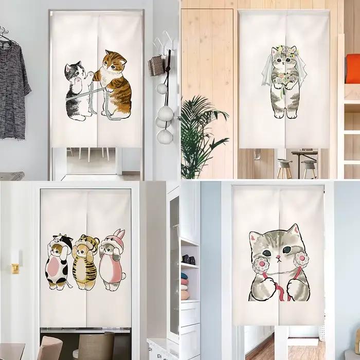 Rideau de vestiaire avec illustration de chat de dessin animé