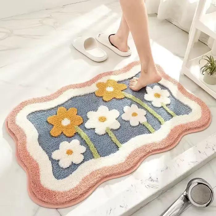 Tapis de bain antidérapant en fausse laine douce
