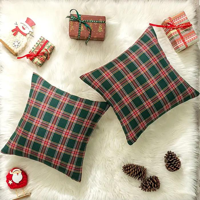 Heart de Noël verts, taies d'oreiller nordiques