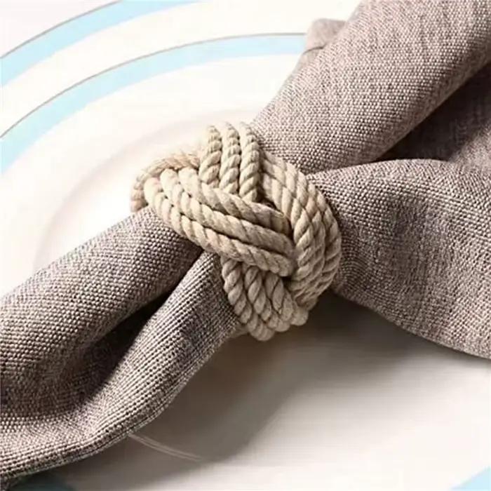 ABKJ - Lot de 36 Anneaux de Serviette en Corde de Coton - Ensemble d'Anneaux