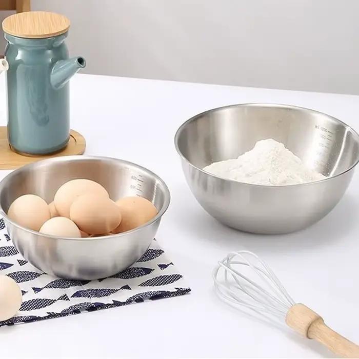 Ensemble de bols en acier inoxydable avec échelle graduée, pour la cuisson, la pâtisserie, le stockage des aliments, bols de mélange de grande capacité, essentiels pour la cuisine à domicile, 1 pièce