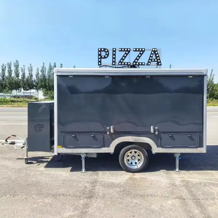 Remorque alimentaire, camion de restauration, cuisine mobile professionnelle, construction robuste, grande zone de préparation pour la restauration en plein air et la vente de rue