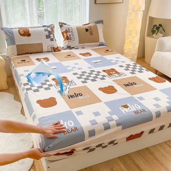 1 drap-housse imperméable style dessin animé pour lit simple enfant