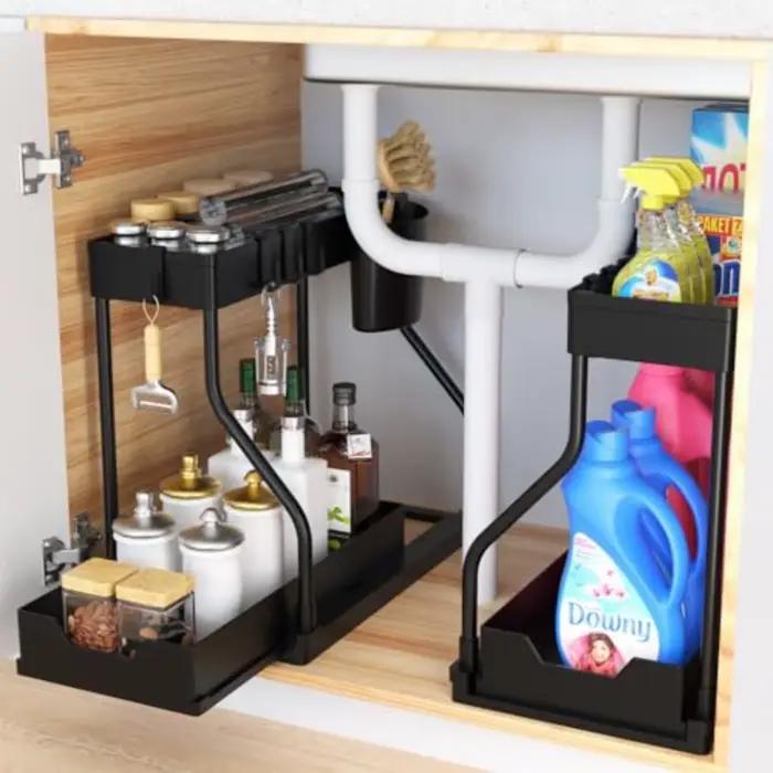 Organisateur sous évier de salle de bain, rangement multi-niveaux pour tiroirs de cuisine, étagère à épices et articles divers pour la maison